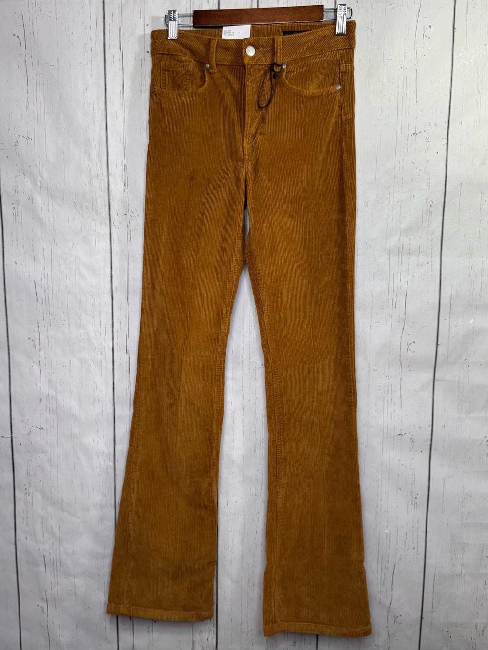 Zara ZW Ultimate Tan Corduroy Bootcut Pants Size 2 Full Length Y2K Boho Western